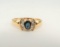 14k Yellow Gold Ring w/ White and Blue Sapphire Ring