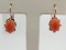 10k Yellow Gold Antique Coral Earrings