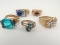 Group of 5 Gold Electroplated Costume Rings
