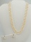 Vintage Double Strand Knotted Cultured Pearls with 14k Yellow Gold Clasp + Earrings