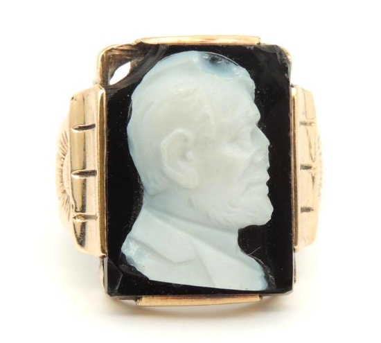 10k Yellow Gold Carved Onyx Cameo Ring