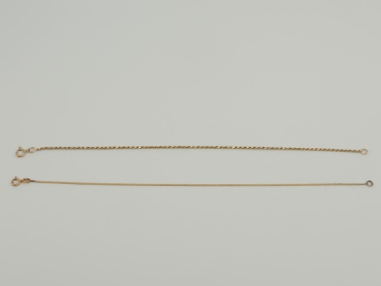 Group of 2 14k Yellow Gold Chain Bracelets