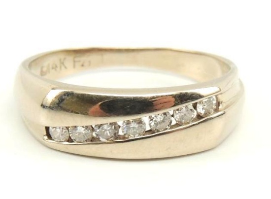 14k White Gold Diamond Band