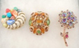 Group of 3 Vintage Costume Brooches