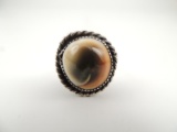 Vintage Signed Sterling Silver Operculum Shell Ring