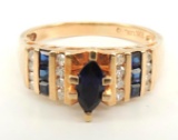 10k Yellow Gold Sapphire & Diamond Accent Ring