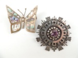 Abalone Butterfly Pin Purple Sapphire Pin/Pendant