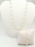 14k Yellow Gold and Freshwater Pearl Set