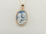 10k Yellow Gold Cameo Pendant with 10k Yellow Gold Chain