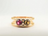 14k Yellow Gold Pink and Yellow Sapphire Ring