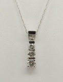 14k White Gold Diamond Pendant & 14k Whit Gold Chain