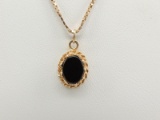 14k Yellow Gold Onyx Pendant with Chain