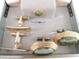 Sterling and Gold Filled Jade Cufflinks
