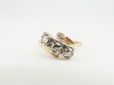 14k White and Yellow Gold 5 Stone Diamond Ring