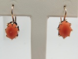 10k Yellow Gold Antique Coral Earrings