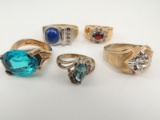 Group of 5 Gold Electroplated Costume Rings