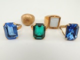 Group of 5 Gold Filled Costume Rings