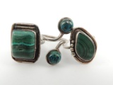 Group of 3 Sterling Silver & Malachite Rings