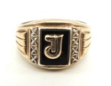 Sterling Silver & 10k Yellow Gold Initial Ring