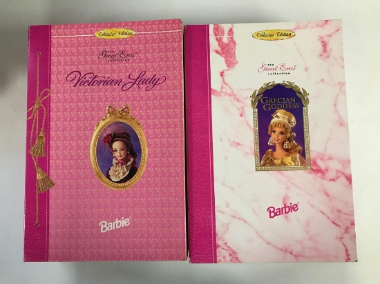 Lot of 2: collectors edition the great Era?s collection, Victorian lady Barbie, Grecian goddess of