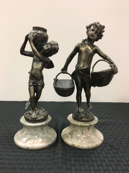 Group of 2 vintage bronze statues