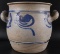 Antique 1 Gallon Stoneware Crock with Handles and Floral Design