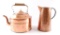Group of 2 Copper Vessels : Pitcher and Coffee Pot