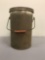 Vintage Cylindrical Covered Tin Bucket with Wire Bail