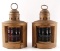 Pair of Antique Triple X Brass Ships Lanterns with Blue and Red Shades
