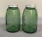 Set of 2 : Green Mason Jars
