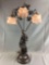 Victorian-style Goddess Table Lamp with Tiered Ruffled Blown Glass Shades