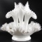 Vintage Fenton Milk Glass with Clear Ribbon and Ruffled Edge Epergne