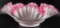 Antique Pink and White Cased Glass Bowl with Ribbon and Ruffled Edge