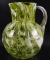 Antique Olive and White Swirl Coin Dot Pitcher