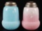 Group of 2 : Antique Blue and Pink Milk Glass Acorn Sugar Shakers