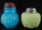 Group of 2 : Antique Sugar Shakers - Blue Cased Glass and Lime Green Melon Shaped