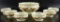 Antique Custard Glass Opaque Scroll Pattern Gold Gilt Master Bowl with 6 Serving Bowls