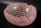 Vintage Murano Art Glass Bowl with Pink Ribbon and Lutz Design