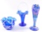 Group of 3 : Fenton Cobalt Blue Glass Vases and Basket