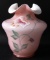 Fenton Signed Pink and White Cased Glass Hand Painted Vase