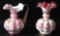 Group of 2 : Fenton Pink and White Cased Glass Vase and Pitcher