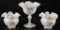 Group of 3 : Fenton Signed Iridescent Milk Glass Rose Bowls and Compote