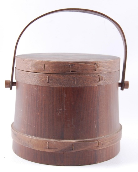 Antique Primitive Firkin/Sugar Bucket with Lid