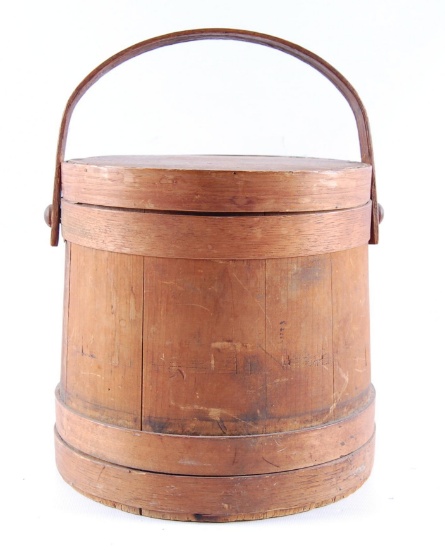 Antique Primitive Firkin/Sugar Bucket with Lid