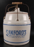Antique 1 Gallon Sanford's Inks and Pastes Advertising Stoneware Crock