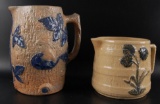 Group of 2 Antique Stoneware Pitchers