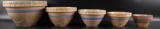 Group of 5 Antique Stoneware Nesting Bowls