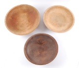 Group of 3 Antique Primitive Wood Bowls
