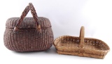 Group of 2 Antique Hand Woven Baskets