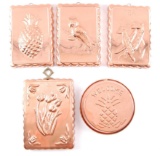 Group of 5 Decorative Copper Molds